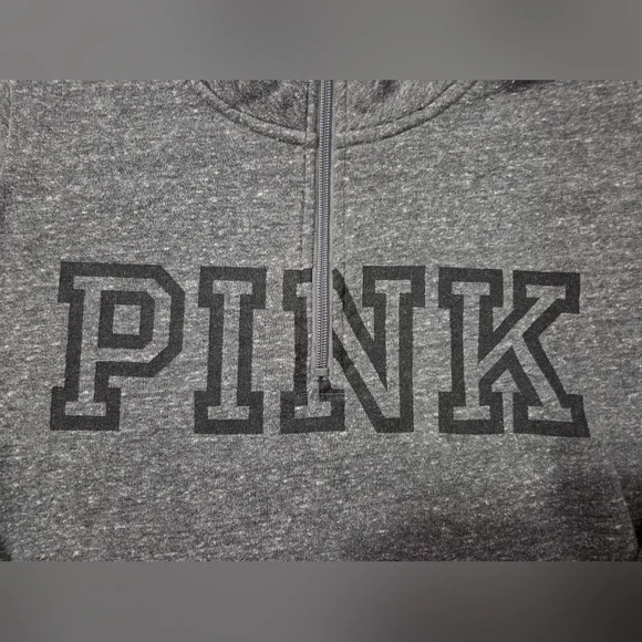 PINK Victoria's Secret Large Half Zip Spellout Sweatshirt - Picture 2 of 4